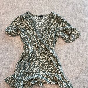 Lily Rose Olive and Cream Patterned Dress